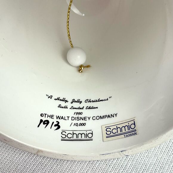 Schmid Mickey Mouse Christmas Bell Disney 1990 Collectors Bell Ltd Ed Holiday - Picture 4 of 8